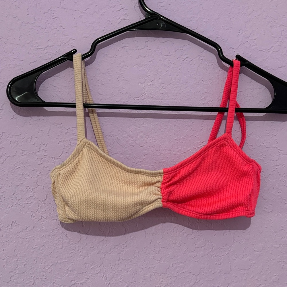 Colorblock Bralette - Pink and Tan
